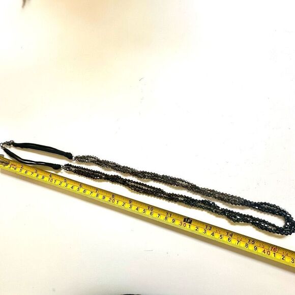 Grey beaded multi strand long necklace - Picture 8 of 8